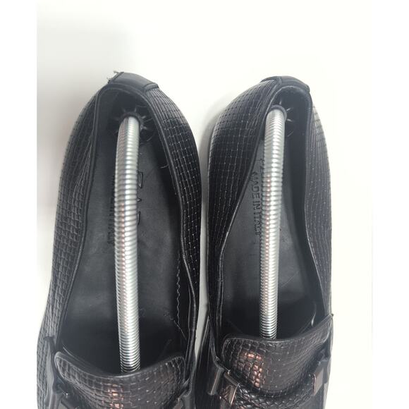 Zara Made In Italy Woven Leather Dress Loafers Black Men\'s 9.5 main image 4